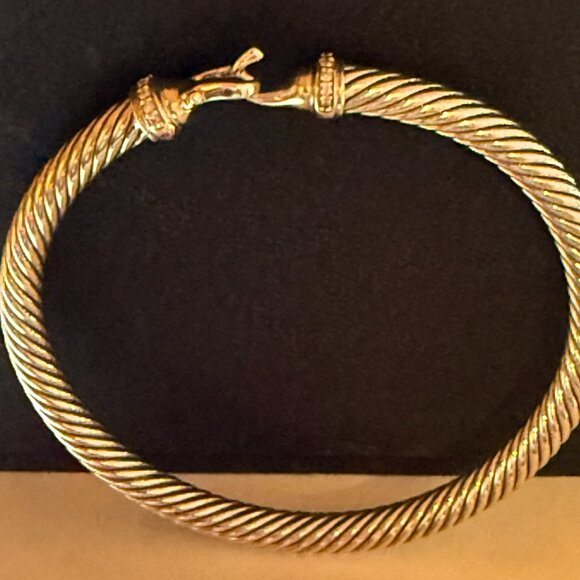 David Yurman Buckle Classic Cable Bracelet Sterling Silver w/Diamonds, 5mm - Picture 2 of 6